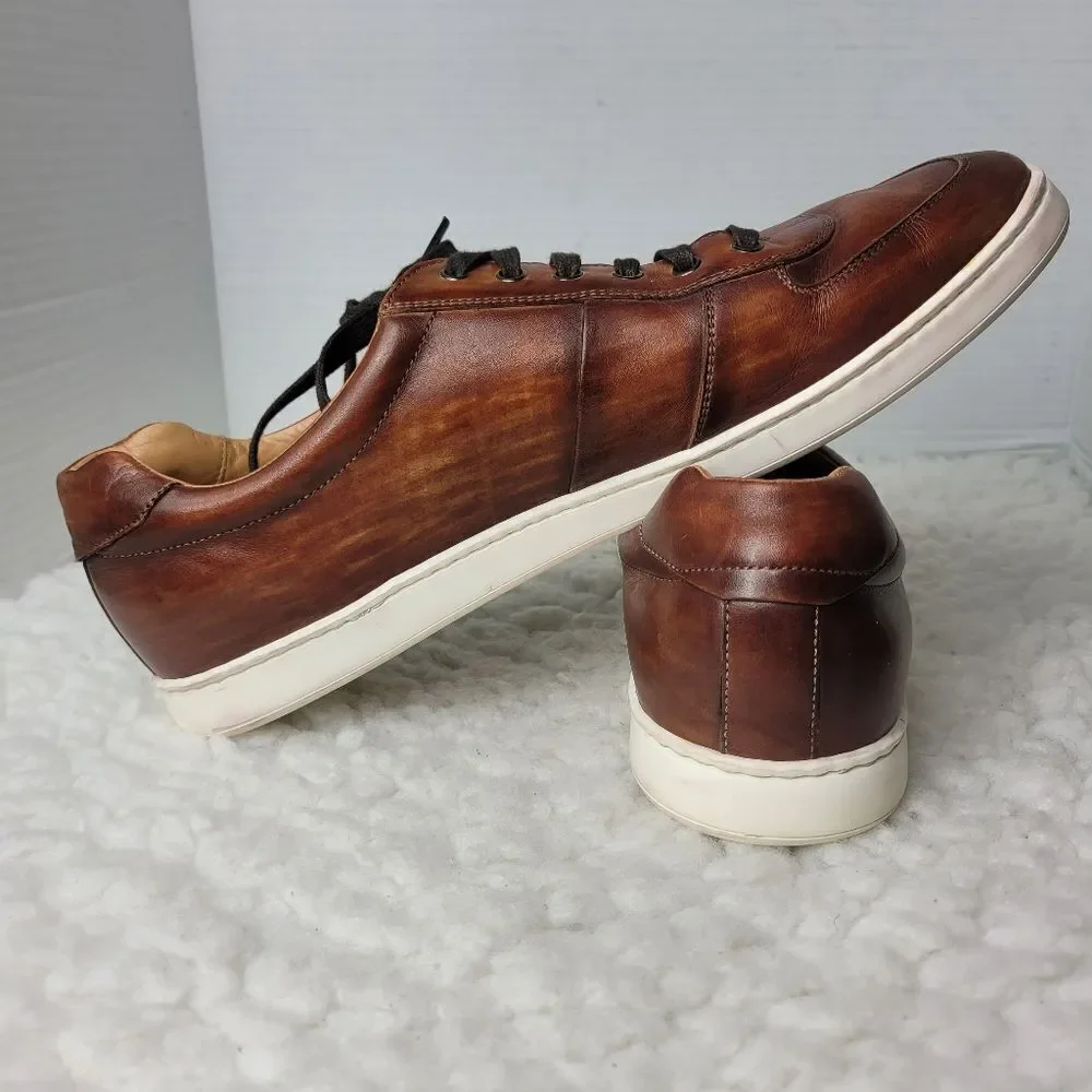 Magnanni Bobbie Men's Sneaker Size 12M Cognac Tabaco Brown Leather Low To